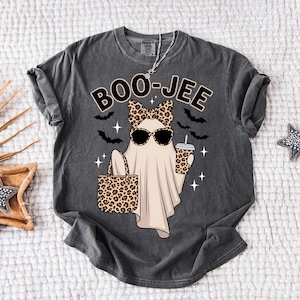 Boo Jee Leopard Print Ghost PNG, Halloween Coffee Ghost Shirt Design, Boujee Ghost PNG for Cricut, Cute Spooky Season Digital Download