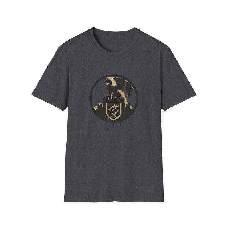 Camiseta gráfica inspirada en Fourth Wing / Camiseta de recuerdo del Colegio de Guerra Basgiath / Regalo único para jinetes de dragones / Póster de viaje literario unisex Dark Heather