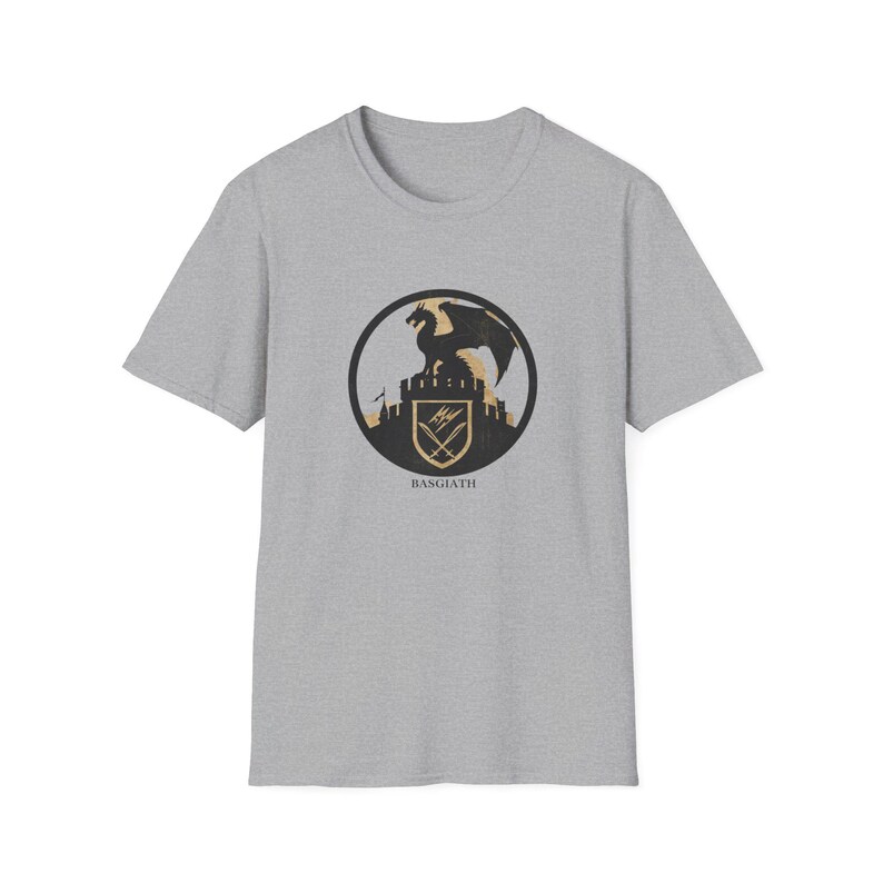 Camiseta gráfica inspirada en Fourth Wing / Camiseta de recuerdo del Colegio de Guerra Basgiath / Regalo único para jinetes de dragones / Póster de viaje literario unisex Sport Grey