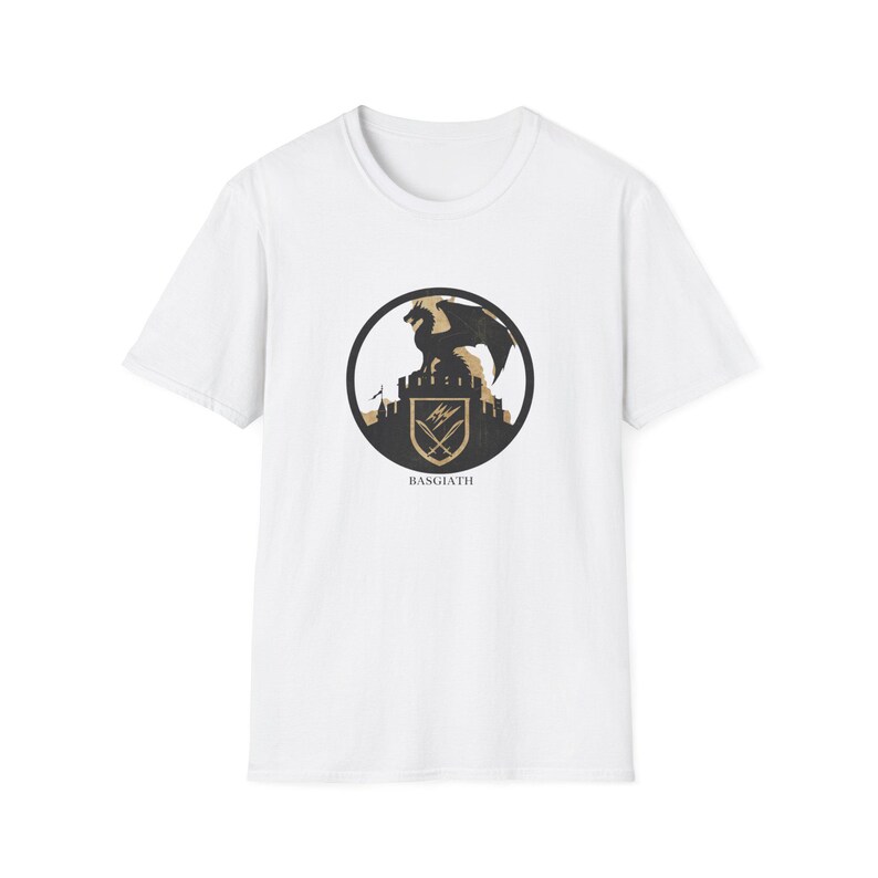 Camiseta gráfica inspirada en Fourth Wing / Camiseta de recuerdo del Colegio de Guerra Basgiath / Regalo único para jinetes de dragones / Póster de viaje literario unisex White