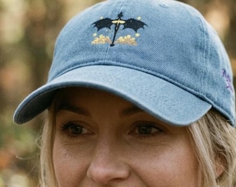 Dragon Rider Academy Embroidered Denim Hat - Vintage Washed Bookish Baseball Cap - Distressed Aesthetic Cadet Hat - Second Squad Accessory
