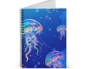 Rainbow Jellyfish Spiral Notebook | Lined Journal, Ocean Sea Life