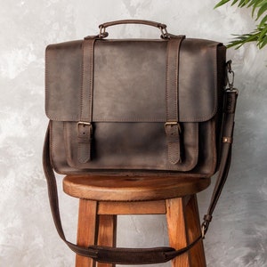 Cartable de bureau pour homme, cartable de bureau en cuir, sac en cuir marron personnalisé, sac pour ordinateur portable en cuir personnalisé
