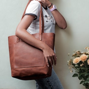 Leather Tote Bag Women, Genuine Leather Handbag, Everyday Shoulder Bag, Tote bag, Leather Tote, Women handbag, Work bag, Large tote