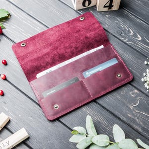 Busta porta soldi in pelle personalizzata, Portafoglio minimalista da donna, Portafoglio sottile in pelle, Portafoglio da donna personalizzato, Portafoglio sottile in pelle