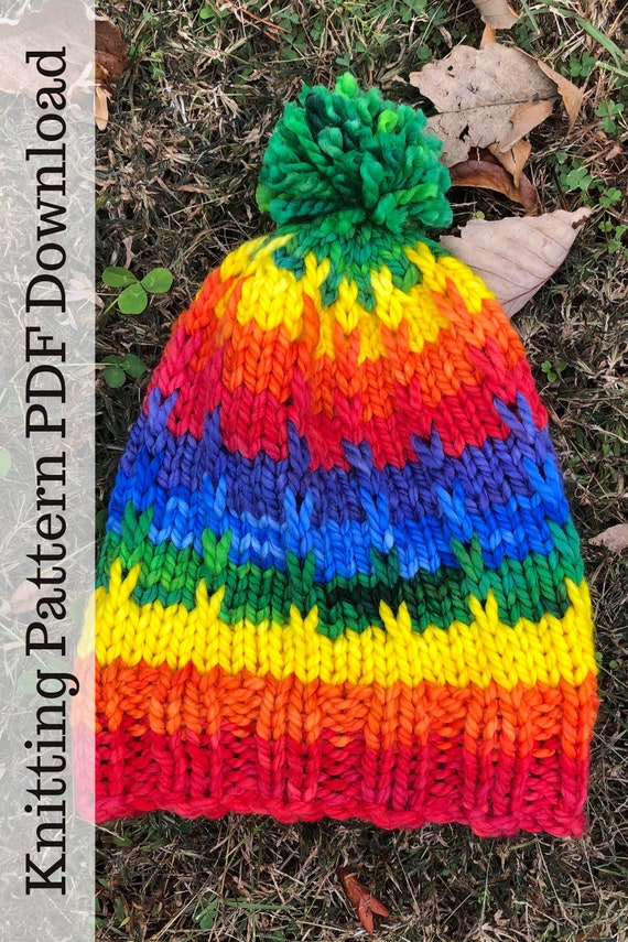 Rainbow Ladders Hat Knitting Pattern PDF Instant Download Etsy