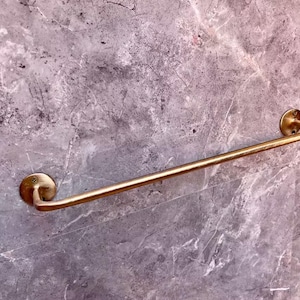 Solid Unlacquered Brass Towel Bar, Brass Wall Mounted Rod, Rustic Bathroom Decor, Handcrafted Brass Kitchen Towel Rail