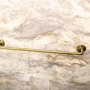 Handmade Solid Unlacquered Brass Towel Bar, minimalist Brass Wall Mounted Rod, Rustic Bathroom Decor, Kitchen Towel Rail