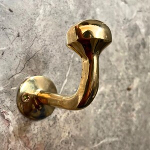 Handmade Unlacquered Brass Hooks For Wall, Solid Brass Bathroom Wall Hooks, Handcrafted Brass Wall Hook, rustic brass hangers