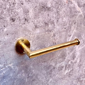 Porta carta igienica a parete in ottone non lucidato/Accessori per il bagno in ottone non laccato/Set regalo per spa, accessori per il bagno, porta rotolo