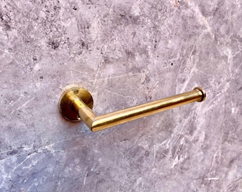 Unpolished Brass Wall Mounted Toilet Paper Holder| Unlacquered Brass Bathroom Hardware | Spa Gift Set, Bathroom Accessories, Roll holder