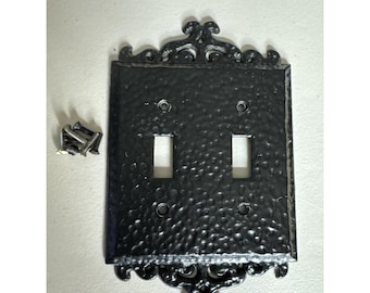 victorian black Tudor Gothic Cottage cast metal 2 toggle switch plate