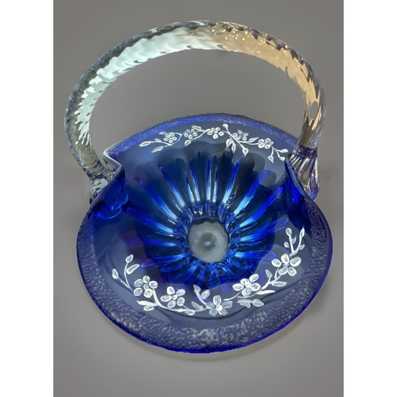 Fenton Glass Basket Painted Flowers - Etsy