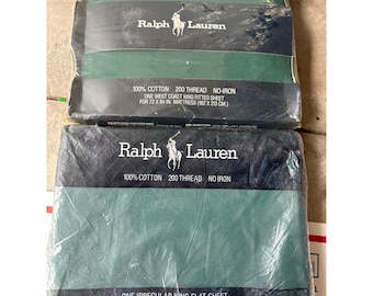 Ralph Lauren King Sheet Set Hunter Green 100% Cotton 200TC Made in USA Vintage