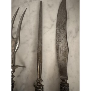 Vintage Clean Cut Trademark handle knife ,meat fork, sharpening steel RARE image 8