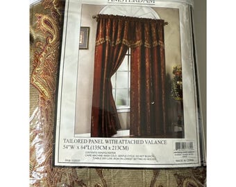 Amsterdam Ribbed Sage 54 X 84 Curtain Panel W Valance Burgundy Sage Set Of 1