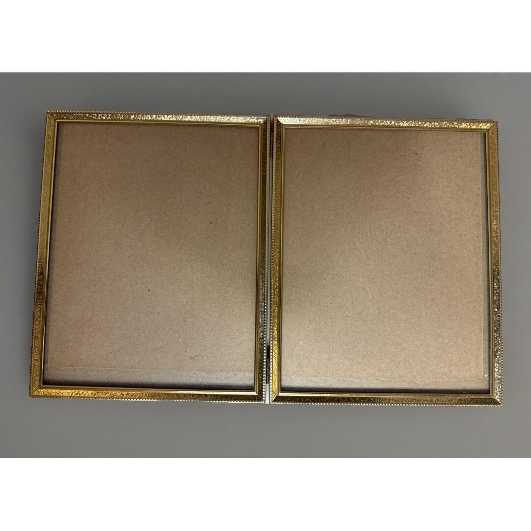 Vintage Gold Metal Double Picture Photo Frame Ornate 8x10 Red Felt Back ...
