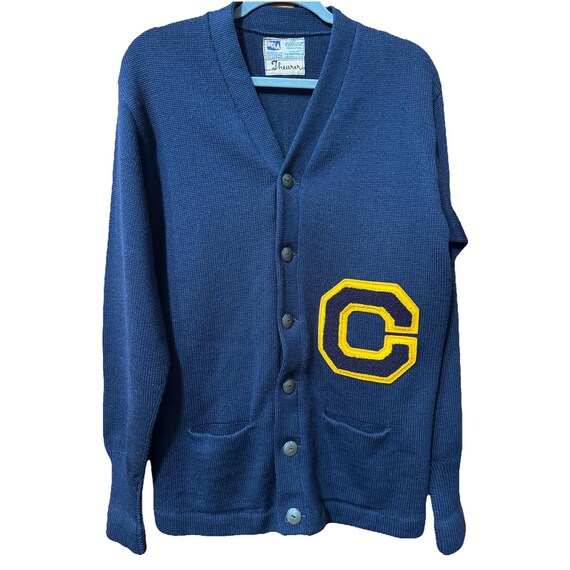 VTG UCLA H.L Whiting Navy Letterman Cardigan Sweater C Patch SZ