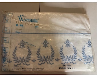 Vintage Wamsutta Ultracale Twin Flat Sheet White No Iron New in Pkg Embroidery