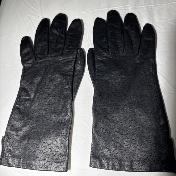 chinese dress ladies Long Leather Opera Gloves - Black - Cashmere Lining - 6 Button 6 main image 1