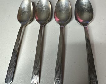 Oneida Community NOBLESSE Silver Plate 1930 Art Deco TEASPOONS Set Of 4