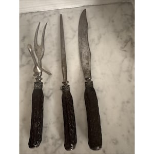 Vintage Clean Cut Trademark handle knife ,meat fork, sharpening steel RARE image 1
