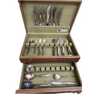 1847 Rogers Bros Vintage 1961 Silberplatte Leilani 43 Pc Besteck Set für 8 Lesen