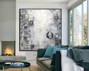 Original EXTRA LARGE Abstract Painting Modern Art gray black and white modern abstract acrylic painting wall art by Sky Whitman