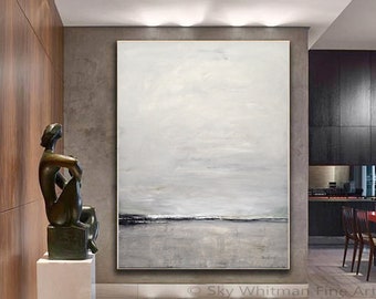 Gray Abstract Painting Large Contemporary Art Oil Painting Original Artwork On Canvas Earth Tones Modern Painting High End Art - Sky Whitman