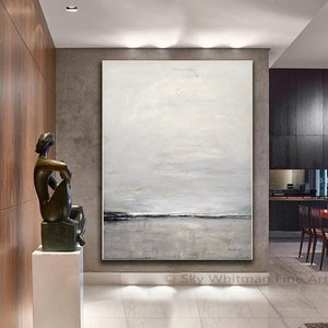 Gray Abstract Painting Large Contemporary Art Oil Painting Original Artwork On Canvas Earth Tones Modern Painting High End Art - Sky Whitman