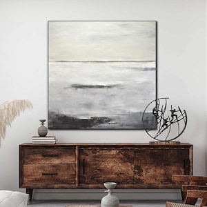 Abstract Painting Large Original Oil Painting Modern Art Taupe White Brown Contemporary Design Canvas FLOAT FRAME AVAILABLE by Sky Whitman