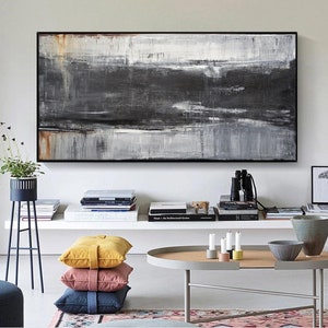 ONE OF A KIND Painting Original Art Gray Black New York Loft Style Wall Décor Edgy Grunge Oil Painting Contemporary Art Ready To Ship Today image 4