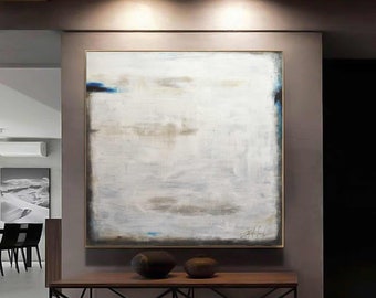 XXL Large Original Abstract Painting Modern Minimalist Painting White Taupe Gray Light Abstract Art Oil Painting Wall Decor by Sky Whitman