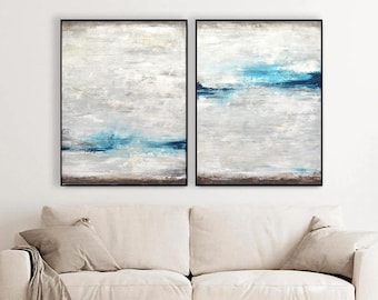 Diptych Paintings Large Original Abstract Artwork Large Wall Art Set of 2 Paintings Contemporary Art Oil Paintings 2 Piece - Sky Whitman