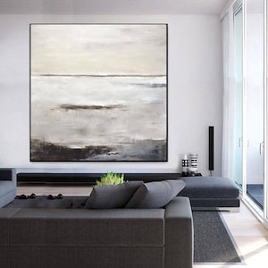 Abstract Painting Large Original Oil Painting Modern Art Taupe White Brown Contemporary Design Canvas FLOAT FRAME AVAILABLE by Sky Whitman