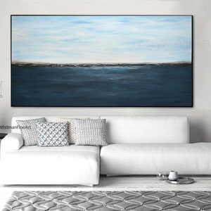 Massive Original Landscape Painting 6 Foot Blue Abstract Art Oil Painting Original Modern Art Large Seascape Contemporary Ocean Sky Whitman image 1