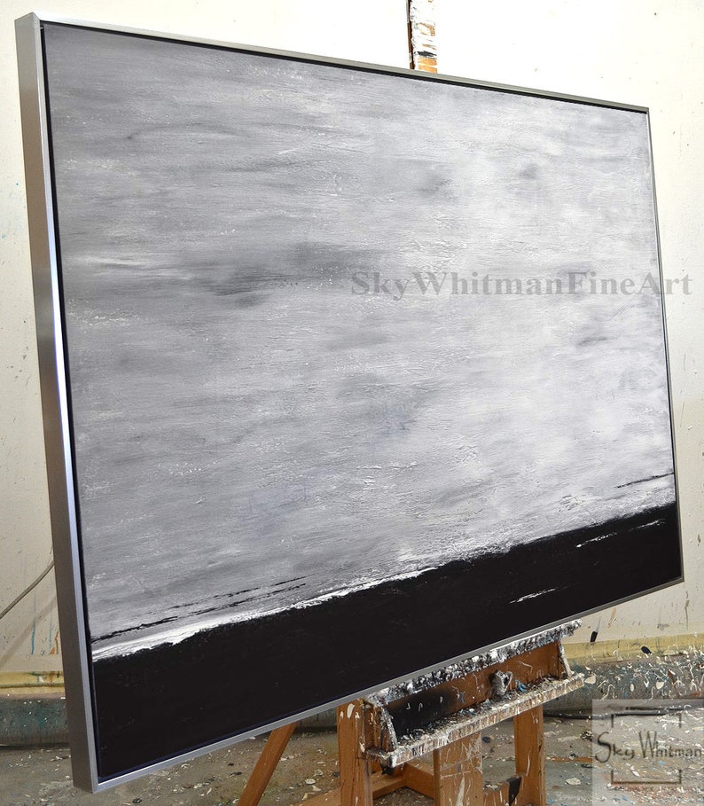 Original Contemporary Oil Painting Gray Black Abstract Art Etsy