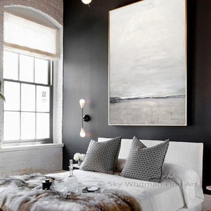 Gray Abstract Painting Large Contemporary Art