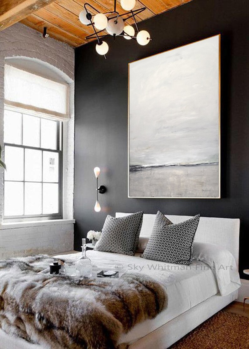 Gray Abstract Painting Large Contemporary Art