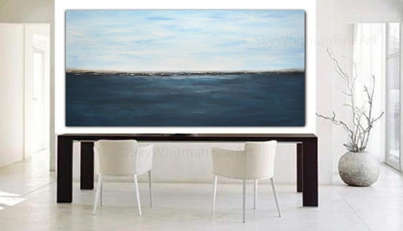 Original Modern Art Large Seascape Contemporary Ocean Sky Whitman