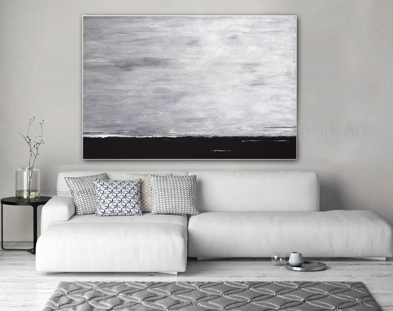 Original Contemporary Oil Painting Gray Black Abstract Art Etsy