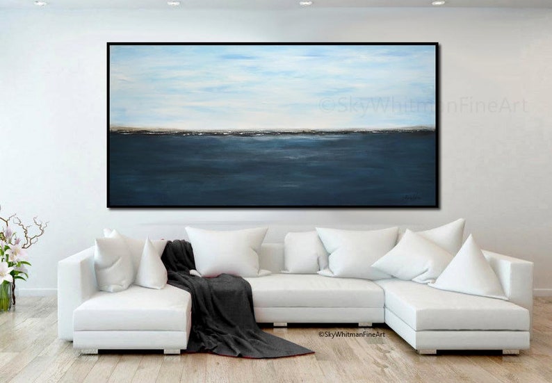 Original Modern Art Large Seascape Contemporary Ocean Sky Whitman