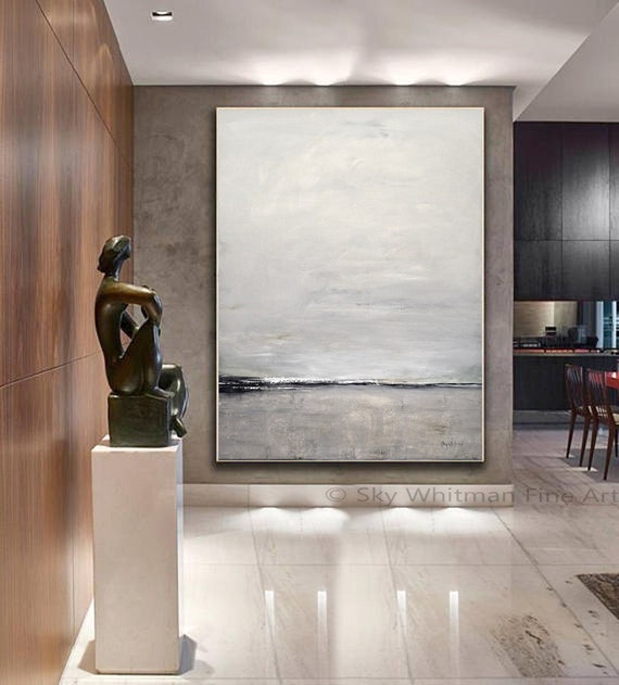 Gray Abstract Painting Large Contemporary Art Oil Painting Original Artwork On Canvas Earth Tones Modern Painting High End Art - Sky Whitman