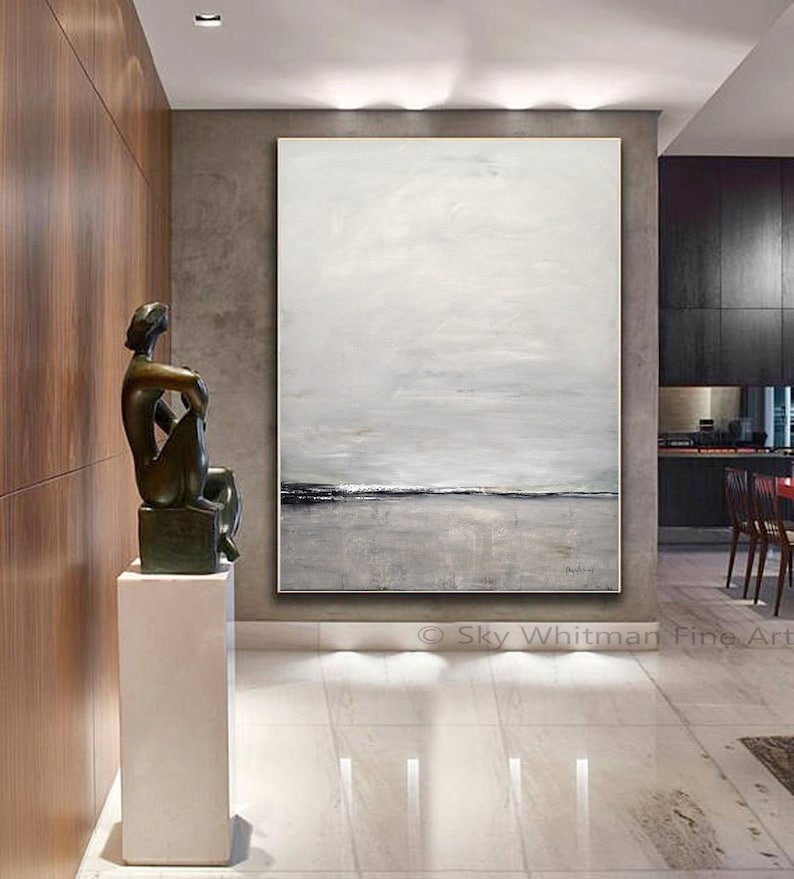 Gray Abstract Painting Large Contemporary Art