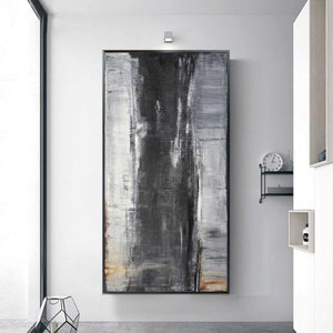 ONE OF A KIND Painting Original Art Gray Black New York Loft Style Wall Décor Edgy Grunge Oil Painting Contemporary Art Ready To Ship Today!