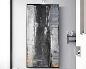 ONE OF A KIND Painting Original Art Gray Black New York Loft Style Wall Décor Edgy Grunge Oil Painting Contemporary Art Ready To Ship Today!