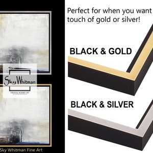 May include: Two close-up images of black picture frames with gold and silver trim. The text "BLACK & GOLD" and "BLACK & SILVER" is visible below each frame.