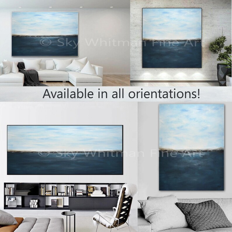 Massive Original Landscape Painting 6 Foot Blue Abstract Art Oil Painting Original Modern Art Large Seascape Contemporary Ocean Sky Whitman image 8