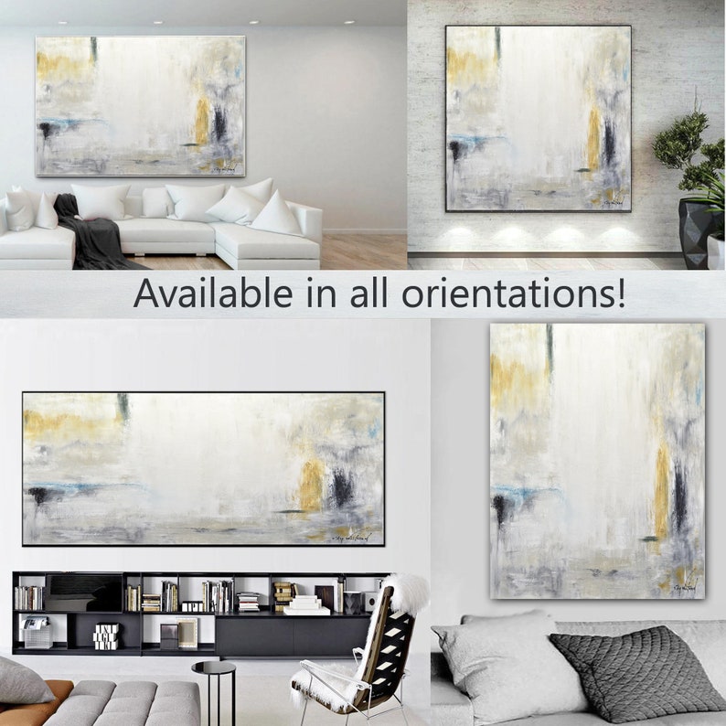 Large Oil Painting Original Modern Abstract Art White Amber Yellow Blue Oil Painting Contemporary Art Interior Design Wall Art Sky Whitman image 7