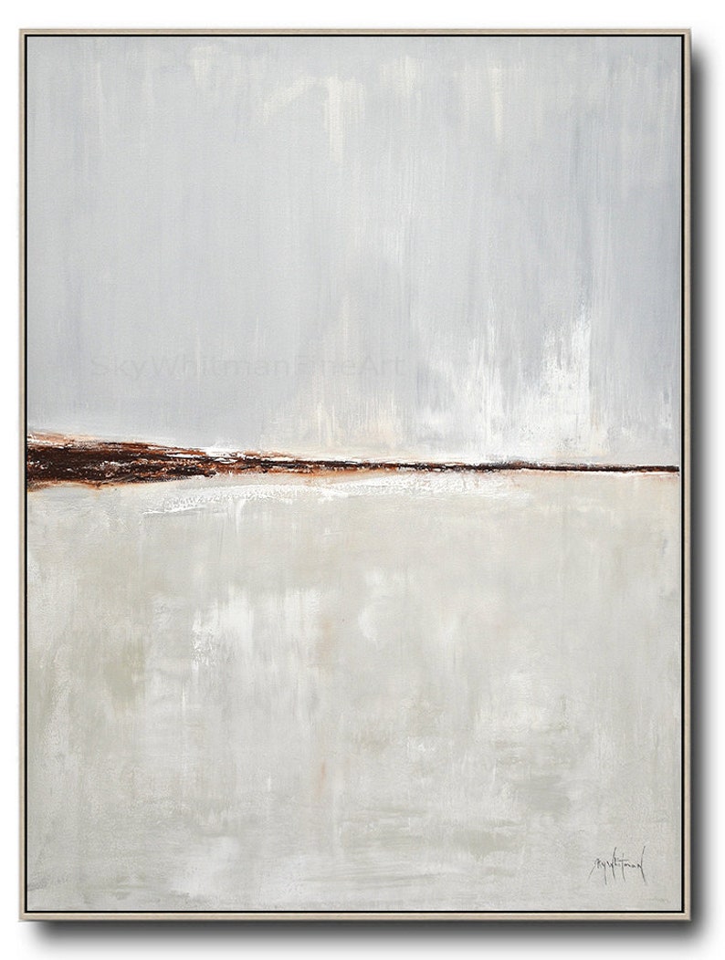 Original Large Modern Painting Gray Taupe